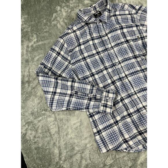 Men's Hurley blue  White Plaid Flannel Long Sleeve Button Down Shirt XL Exc - Picture 5 of 10